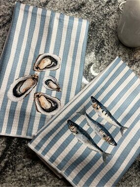 Oyster and Sardine Summer Decorative Towels